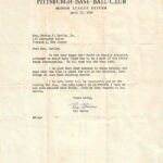 April 15, 1952 - Pittsburgh Pirates Letter