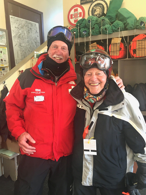 Marty Devlin, Ski Ambassador with Ski Patrol Buddy, Bill Holmes at Mount Snow, VT