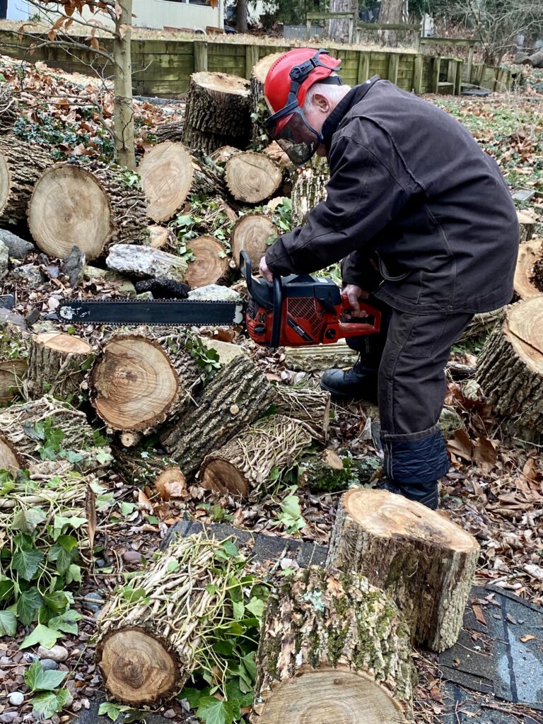 Sawing wood - not the normal chainsaw for the average homeowner